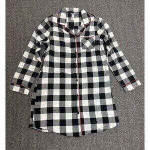 Wondershop Target Women's Gown Sleepwear Long Sleeve Plaid Black Small